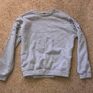 Pearl Embellished Gray Sweater